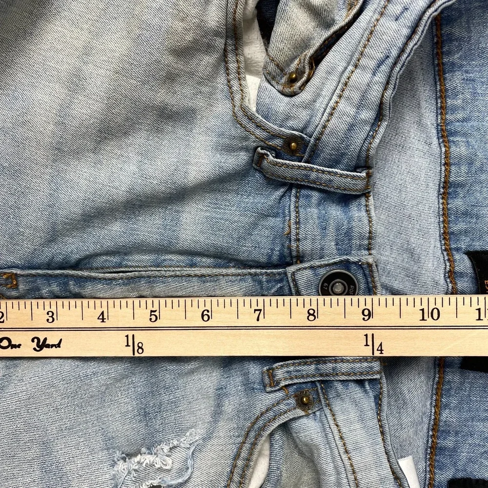 Ring Of Fire Slim Jeans Mens 31x30 Blue Denim Cotton Stretch Distressed Low Rise